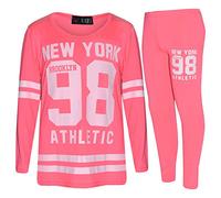 A2Z 4 Kids Ragazze New York Brooklyn 98 Athlectic Camouflage Stampare - Camo Set Plain Neon Pink Long SLVS 9-10