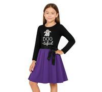 A2Z 4 Kids Ragazze Pattinatore Abito Maniche Lunghe Bagliore nel Fantasma Oscuro Stampare - Skater Dress 652 Black._11-12