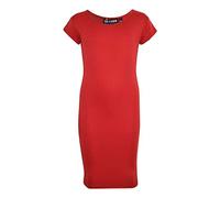 A2Z 4 Kids Ragazze Plain vestibilità Aderente Elasticizzato Bodycon - Midi Dress Red 13