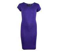 A2Z 4 Kids Ragazze Plain vestibilità Aderente Elasticizzato Bodycon - New Midi Dress Purple 11-12
