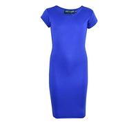A2Z 4 Kids Ragazze Plain vestibilità Aderente Elasticizzato Bodycon - New Midi Dress Royal Blue 9-10