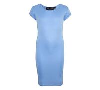 A2Z 4 Kids Ragazze Plain vestibilità Aderente Elasticizzato Bodycon - New Midi Dress Sky Blue 9-10