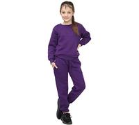 A2Z 4 Kids Ragazze Ragazzi Semplice Tuta Maglione Felpa Set - T.S Plain Jumper 108 Purple 5-6