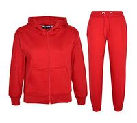 A2Z 4 Kids Ragazze Ragazzi Solido Tuta Felpa Con Cappuccio Con Joggers - T.S Plain Red 13