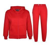 A2Z 4 Kids Ragazze Ragazzi Solido Tuta Felpa Con Cappuccio Con Joggers - T.S Plain Red 7-8