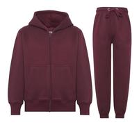 A2Z 4 Kids Ragazze Ragazzi Solido Tuta Felpa Con Cappuccio Con Joggers - T.S Plain Wine 13.
