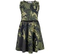 A2Z 4 Kids Ragazze Senza Maniche Skater Vestito con Cintura Cotone Mimetico - A2Z Camo Skater Dress Green 9-10