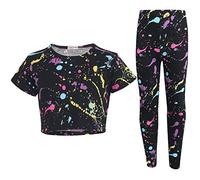 A2Z 4 Kids Ragazze Splash Crop Top Legging Set Morbido Elasticizzato Crop Gonna Casual Comodo Ragazze Moda Outfit Abbigliamento Set 5-13 Anni