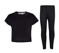 A2Z 4 Kids® Ragazze Top Bambini Plain - New Crop Top Plain Leg Black 13