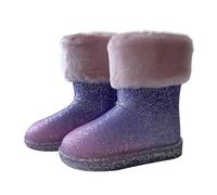 A2Z 4 Kids Stivali da pioggia caldi sfumati con fodera in pelliccia sintetica, impermeabili, in PVC, per esterni, invernali, suola antiscivolo, comode, isolanti, scarpe Wellington per bambini, taglia