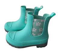 A2Z 4 Kids Stivali da pioggia Chelsea impermeabili per ragazze, con pannelli laterali floreali, in PVC, con suola flessibile antiscivolo, leggeri, alla caviglia, per scuola, fango, giochi di fango