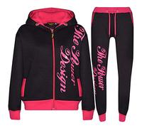 A2Z 4 Kids Tuta da ragazza The Power Design Print Zip Top - T.S PD 301 Black & Pink._7-8, Nero e rosa., 7-8 Years