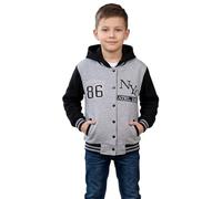 A2Z 4 Kids Unisex Ragazzi Ragazze Giacca con Cappuccio Baseball - NY Jacket Grey 11-12