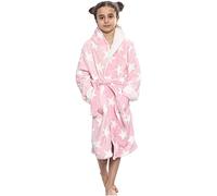 A2Z 4 Kids Vello Lusso Sherpa Incappucciato Vestirsi Abito Stella Stampare - Bathrobe 129 Stars Print Pink._11-12