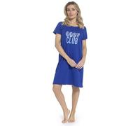 A2Z Camicia da notte da donna in jersey di cotone, a maniche corte, oversize, leggera e traspirante, con stampa divertente, con fiori rosa o blu, taglie dalla 40 alla 52, Blu, 16-18