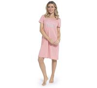 A2Z Camicia da notte da donna in jersey di cotone, a maniche corte, oversize, leggera e traspirante, con stampa divertente, con fiori rosa o blu, taglie dalla 40 alla 52, Dreams Rosa, 16-18