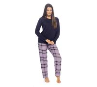 A2Z Donna Set Pigiama Manica Lunga Jersey Top Cotone Spazzolato Quadri Pantaloni