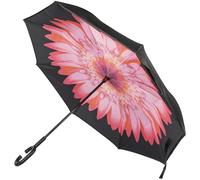 A2Z Ombrello da donna a doppio strato invertito ombrello pieghevole aperto al contrario 116,8 cm baldacchino manico a C invisibile rivestimento idrorepellente doppio strato Brolly solido nero esterno
