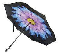 A2Z Ombrello da donna a doppio strato invertito ombrello pieghevole aperto al contrario 116,8 cm baldacchino manico a C invisibile rivestimento idrorepellente doppio strato Brolly solido nero esterno