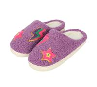 A2Z Pantofole da donna in morbido peluche lilla con design a stella e fulmini, foderate in caldo pile, per interni, suola antiscivolo in EVA, accoglienti e soffici, pantofole da donna, taglie da 36 a