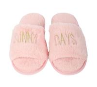 A2Z Pantofole da donna in morbido peluche rosa, Sunny Days con punta aperta, calde e confortevoli, con suola antiscivolo, comode pantofole da casa in finta pelliccia, pantofole da donna taglia 3-8 UK