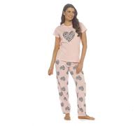 A2Z Pigiama da donna a maniche corte in 100% cotone, con stampe floreali e animali carini, top in morbido jersey con pantaloni AOP Frenchie, panda, bradipo, zebra, cuori e sogni, taglie 40-54, Cuori