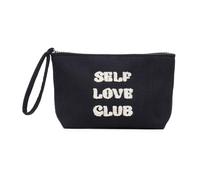 A2Z Self Love Club - Astuccio in velluto a coste per donne e ragazze, morbida borsa per il trucco e beauty case da viaggio con cinturino da polso, elegante color senape e blu navy, per lei, Marina