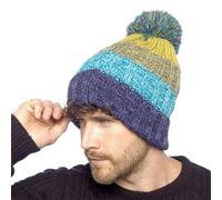 A2Z Uomo Impermeabile Maglia Righe Berretto Caldo Sherpa Fodera Cappello Ponpon