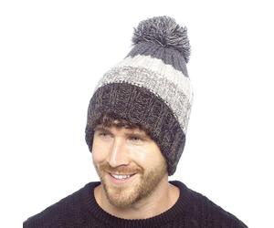 A2Z Uomo Impermeabile Maglia Righe Berretto Caldo Sherpa Fodera Cappello Ponpon