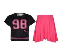 A2Z4Kids Top Bambina 98 Stampa Elegante Corto & Skater Gonna Set Età 5-13 Anni