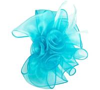 A2ZUKFASHION Fascinator - Fascia per capelli da donna, in rete, con piume e fiori, per matrimonio, Royal Ascot Race UK, blu cielo, Taglia unica