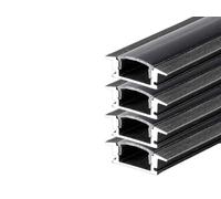 A2ZWORLD 8 Metri di Profilato Alluminio Per Striscia Led, Completo Di Copertura Tappi e Gancio, 4 Kit da 2 Metri Incasso Per Cartongesso Interno 12.4mm (24,7X7mm Nero)