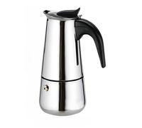 A2ZWORLD Caffettiera Acciaio Inox, Colore Argento, Manico Anti Scottatura, Compatibile con Fornello Elettrico e a Gas, NON Induzione (4 Tazze 15.5X9cm)