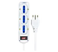Multipresa Elettrica 9 Posti, Cavo 1,5M, Ciabatta Spina 10A con Interruttore, Max 2500W 250V, bianca