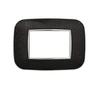A2ZWORLD Placca Orbis Ovale 3M Serie Moon, Placca 3 Posti Compatibile Con Bticino Axolute (Nero Brillante), AN91313