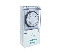 A2ZWORLD Temporizzatore Esterno IP44, Timer Presa Elettrica, Timer Meccanico Giornaliero, Temporizzatore Timer 24 Ore, Spina 16A, Presa Bipasso 10/16A