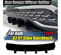 A3 8V Auto Spoiler Inferiore Diffusore Splitter Tunning Paraurti Posteriore Labbro 4 Fin Shark Style Per AUDI A3 8V Sline Hatchback 2024 2025