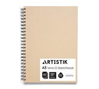 A3 Sketchbook - (Pack of 1 Books, 80 Pages (40 Sheets) Wire-O Portrait Drawing Pad for Heavy Mixed Media with Perforated 185gsm Acid Free Cartridge Paper and Kraft Cloth Cover Sketch Book
