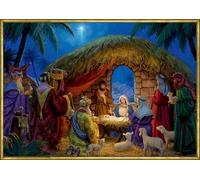 A3-Wand-Adventskalender - An der Weihnachtskrippe