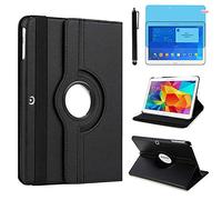 A3Custodia per Samsung Galaxy Tab 4 da 101 pollici SMT530 SMT531 SMT535 ? Custodia a libro con supporto girevole a 360 gradi con pennino capacitivo incluso pellicola protettiva Nero 10.1''