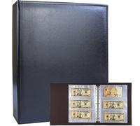 A4 3 Anelli Raccoglitore Album Valuta con 30 Pacchetti di Pagine di Ricarica a 180 Tasche, Libro Portavalori in Pelle PU, per la Raccolta di Euro, Cartamoneta, Valuta Estera e Coupon