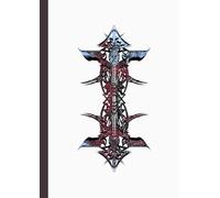 A4 Abstract printed Pin Stripes - Notebook: lined paper 106 pages - Cyan Red + Black marble on White 2