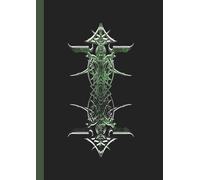 A4 Abstract printed Pin Stripes - Notebook: lined paper 106 pages - Green Black marble + white on black