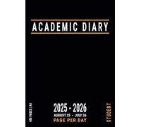 A4 Academic Diary 2025-2026 Page Per Day: University Student Planner with Times , August to July , 25/26 UK , Black