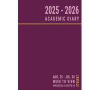 A4 Academic Diary 2025-2026 Week to View Horizontal: Pink , University Student Planner 25/26 UK Weekly , August to July
