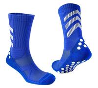 A4 ATHLETICS Grip Socks, confezione da 2 paia di calzini da calcio antiscivolo, anti-vesciche, imbottiti, traspiranti, per rugby, cricket, basket, corsa e yoga, Blu, M