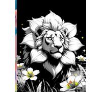 A4 Blank Notebook - Neon Flourish Lion Cover - Unlined Journal for Drawing, Sketching & Creative Writing: Large A4 Unlined Notebook with Smooth White ... Sketching, Journaling, Notes & Creative Ideas