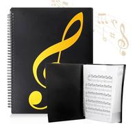 A4 Cartelle Portaspartiti, 20 Tasche/40 Pagine Raccoglitore Porta Spartiti Musicali Porta Spartiti per Pianoforte per spartiti, file, carta, cartelle (nero)