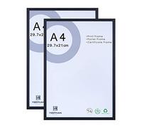 A4 Certificate Photo Frame in legno massiccio con vetro di sicurezza Perspex frontale, 21 x 30 cm cornice nera per la casa e la decorazione della parete, indipendente e montabile a parete,set di 2