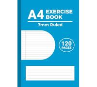 A4 Exercise Book: 7mm Ruled, Lined Paper Notebook, With Margin, 120 Pages